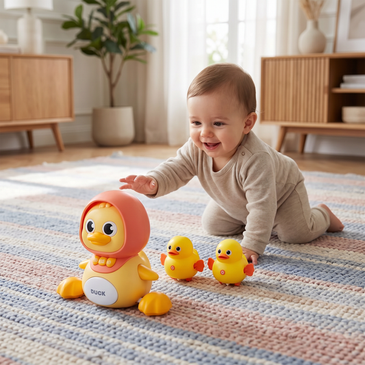 Famiglia di Anatre Giocattolo da Crawling e Apprendimento con Musica per Neonati