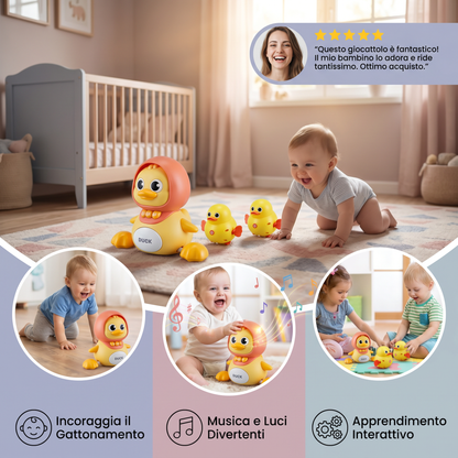 Famiglia di Anatre Giocattolo da Crawling e Apprendimento con Musica per Neonati