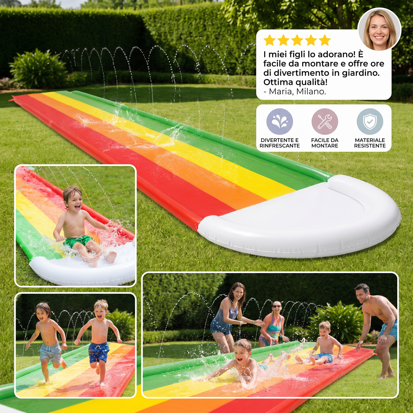 Rampa Acquatica Arcobaleno – Scivolo Gonfiabile per Esterni per Bambini e Famiglia