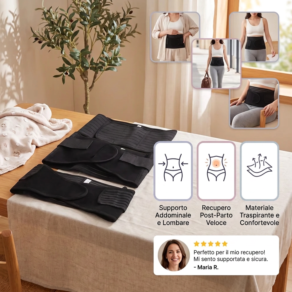 Supporto Addominale 3-in-1 e Fascia Post-Parto per il Recupero