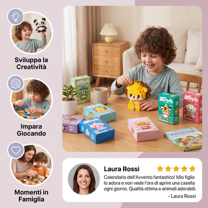 Grazioso calendario dell'Avvento con animaletti da costruire per bambini