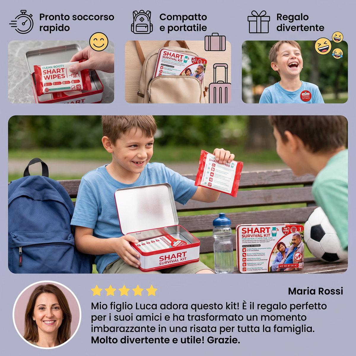 Kit di sopravvivenza Shart divertente – Set regalo scherzo a tema cacca