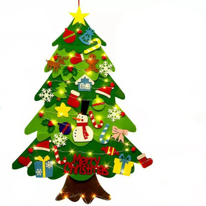Albero di Natale in feltro fai da te per bambini | Decorazione da parete sicura con ornamenti rimovibili per giocare e divertirsi durante le vacanze