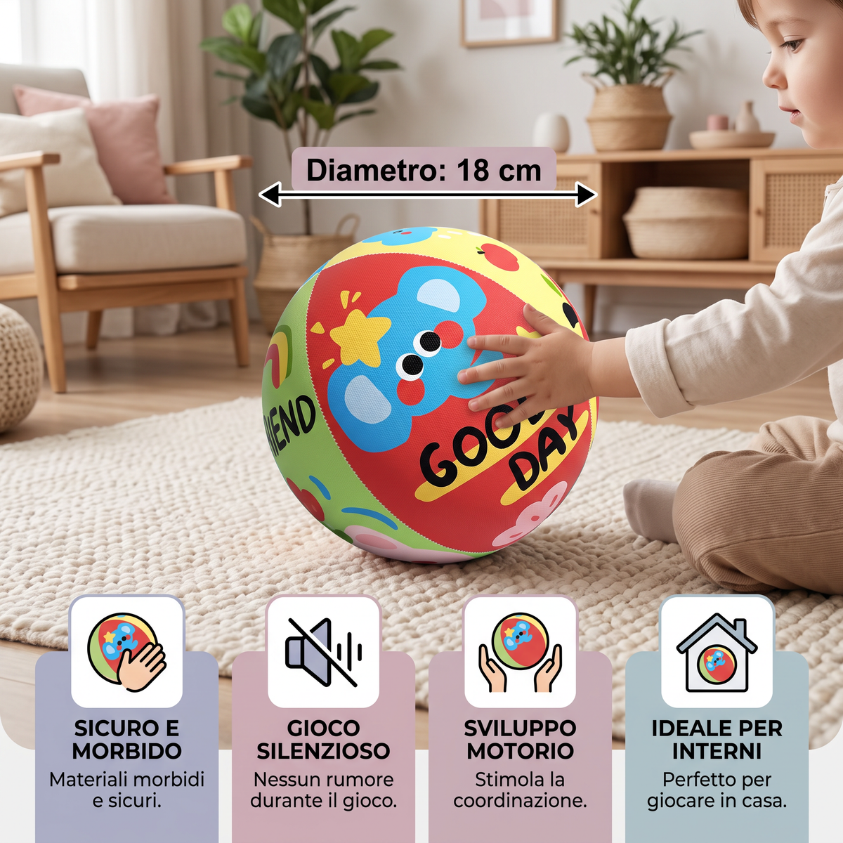 Pallina da gioco indoor morbida e sicura con gioco silenzioso per bambini