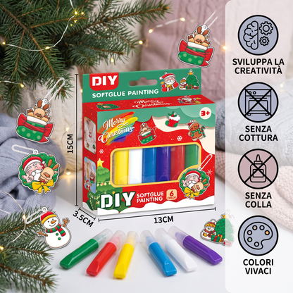 Kit creativo DIY di Natale per bambini per decorare gli addobbi con la pittura, senza colla né cottura
