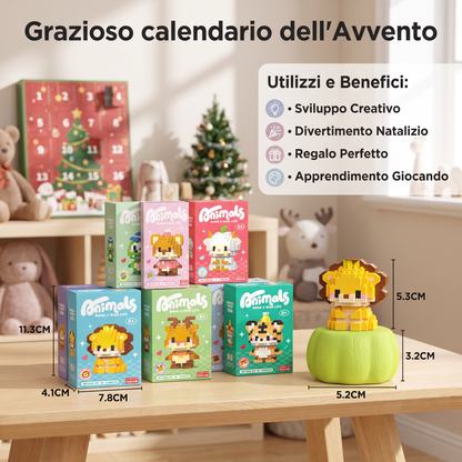Grazioso calendario dell'Avvento con animaletti da costruire per bambini