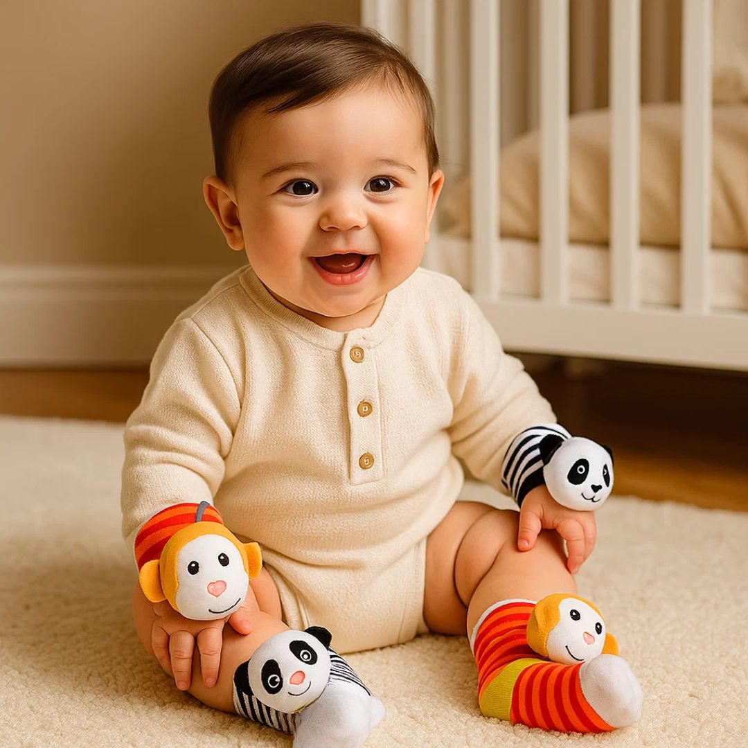 Set di sonagli da polso e calzini per bambini | Giocattoli sensoriali colorati per l' apprendimento precoce e lo sviluppo delle abilità motorie