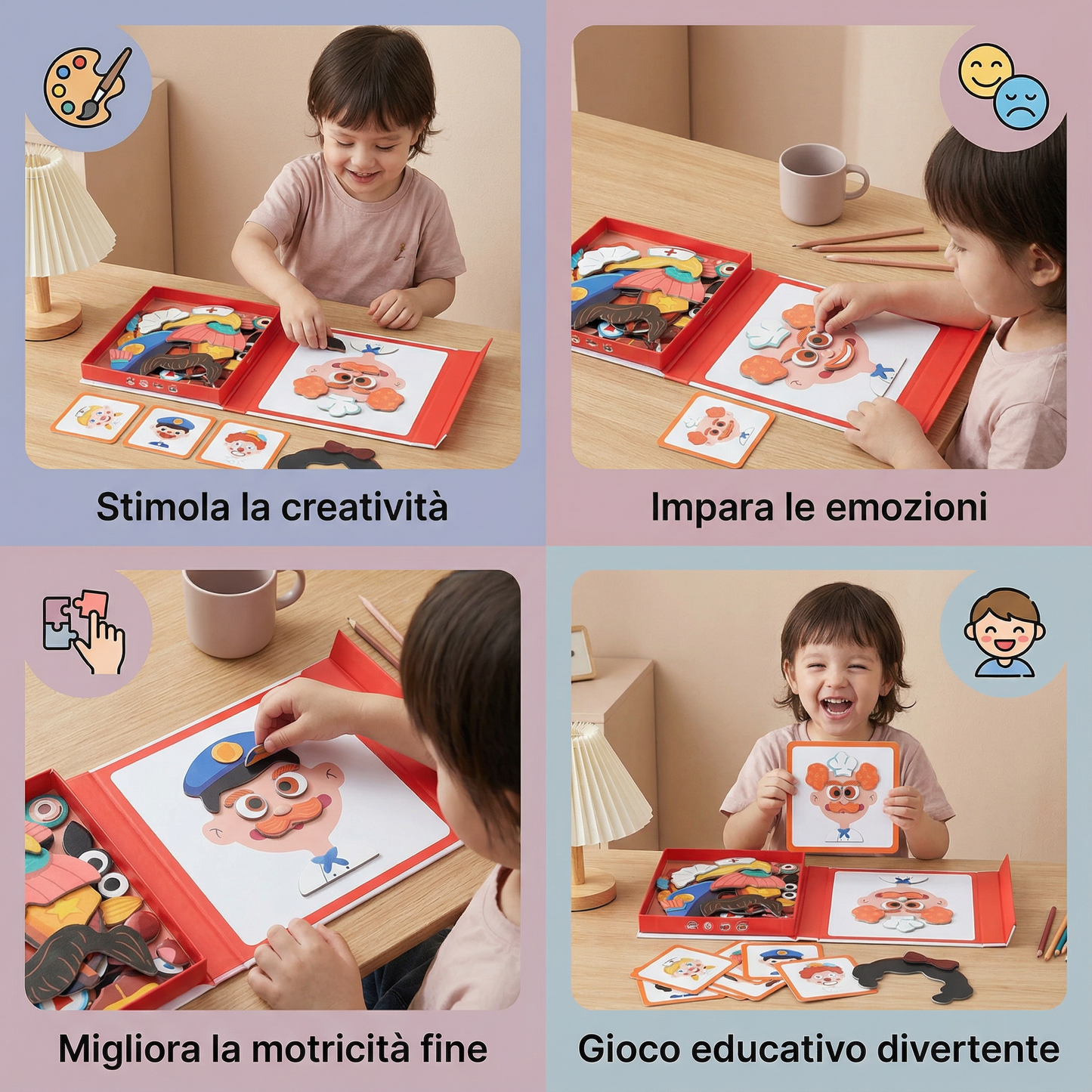 Puzzle educativo delle espressioni facciali per bambini