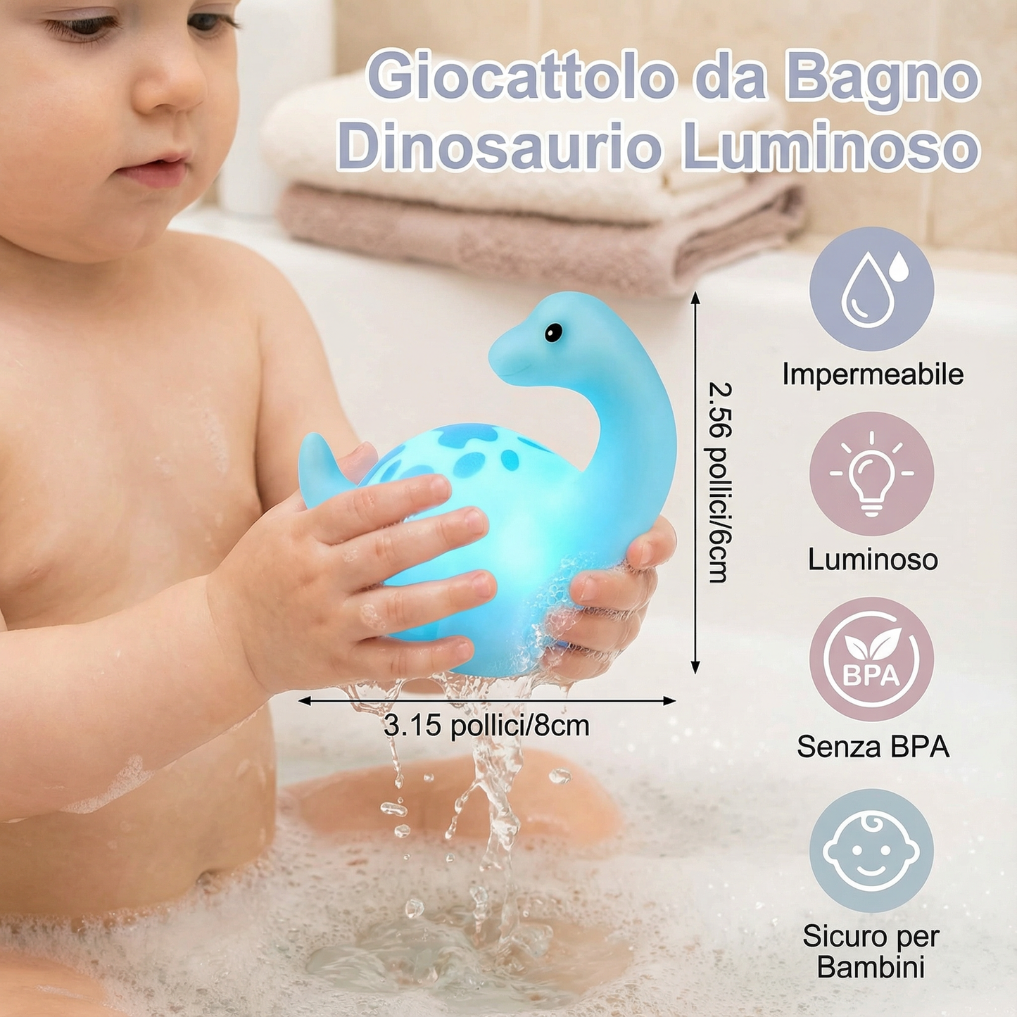 Giocattolo da Bagno Dinosaurio Luminoso