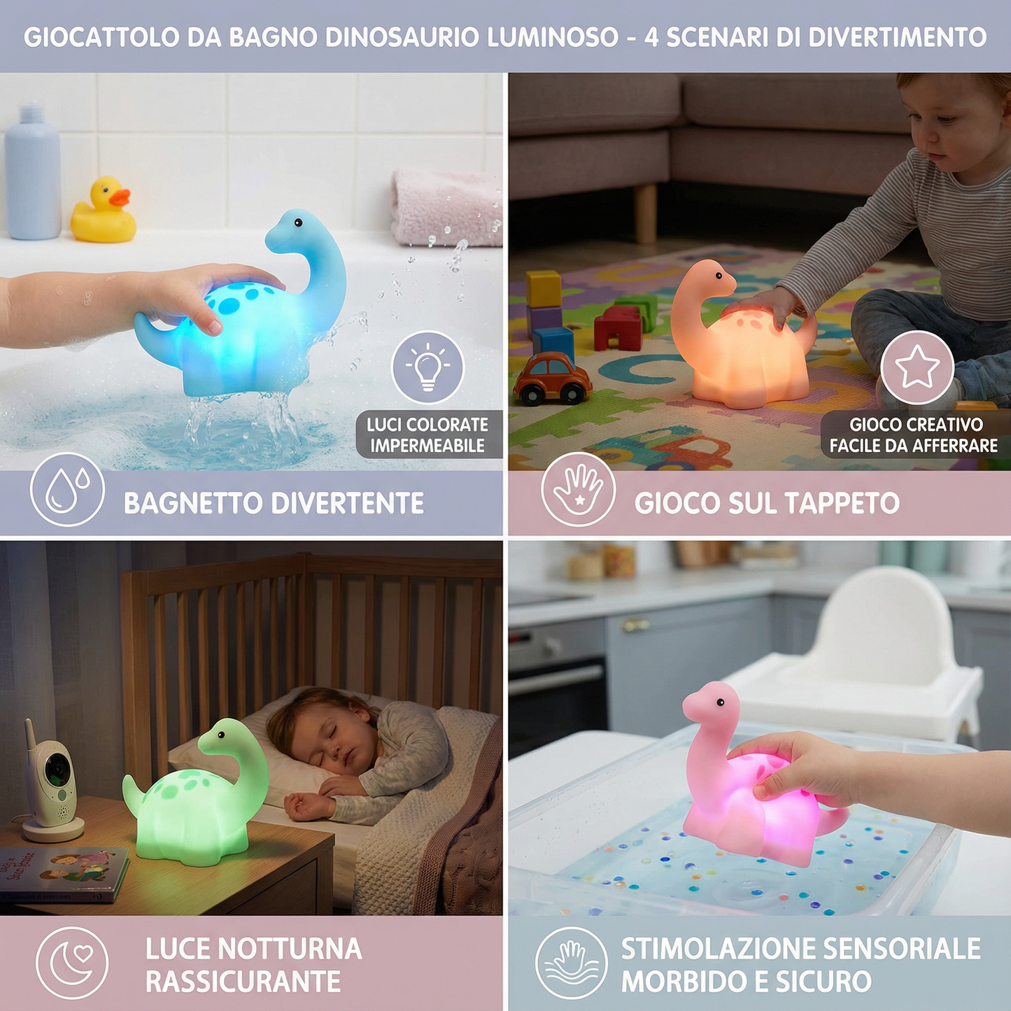 Giocattolo da Bagno Dinosaurio Luminoso