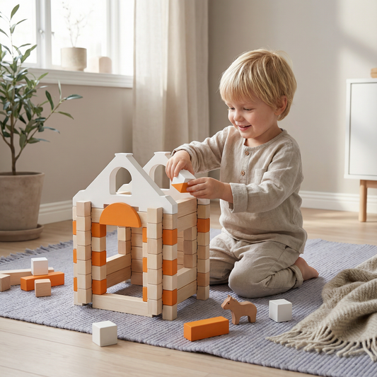 Set di Blocchi in Legno Montessori – Gioco Naturale per Impilare e Costruire