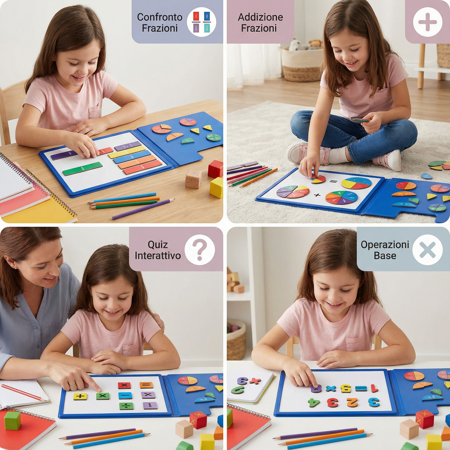 Scheda magnetica per l' apprendimento delle frazioni per bambini | Strumento matematico colorato per la comprensione delle frazioni e delle operazioni