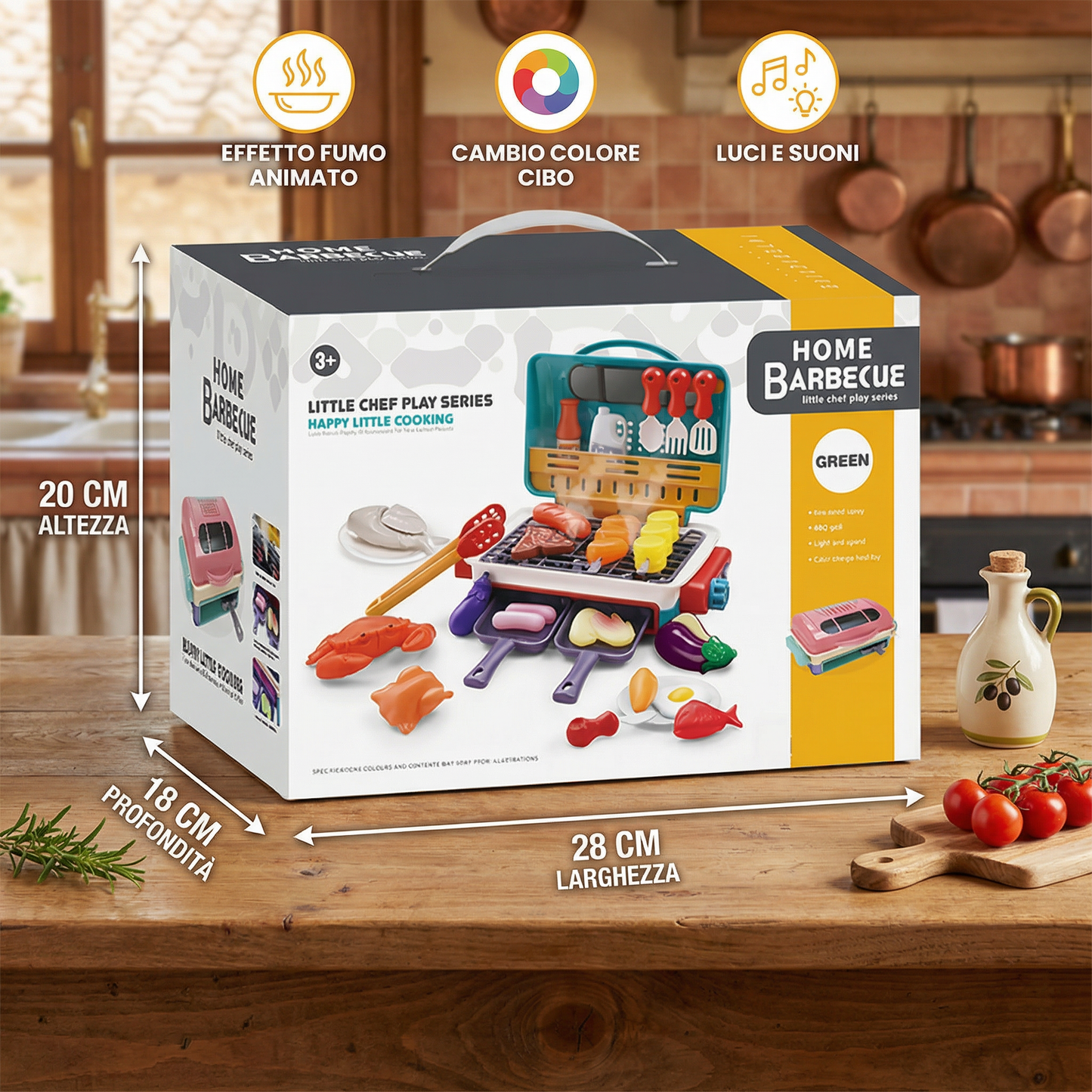 Il mio primo grill BBQ – cucina per bambini con effetto fumo e alimenti che cambiano colore