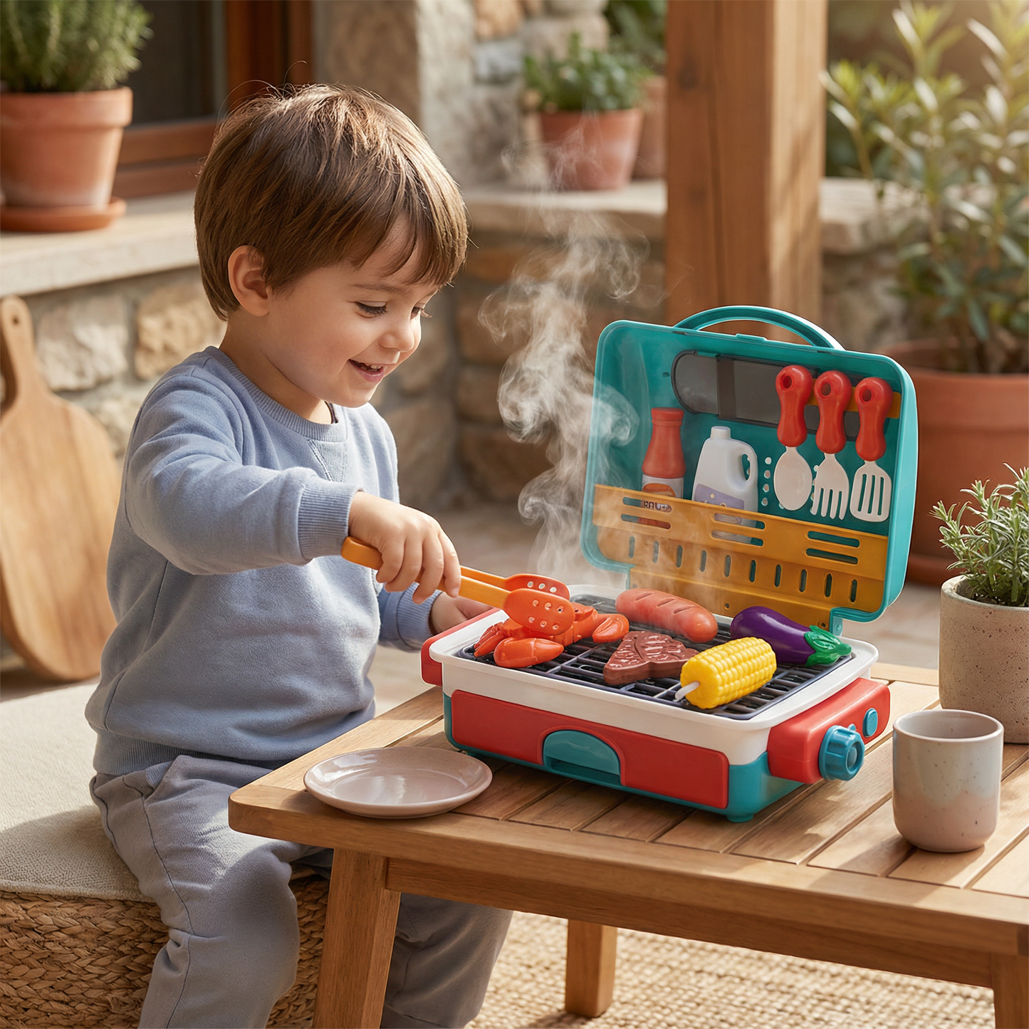 Il mio primo grill BBQ – cucina per bambini con effetto fumo e alimenti che cambiano colore