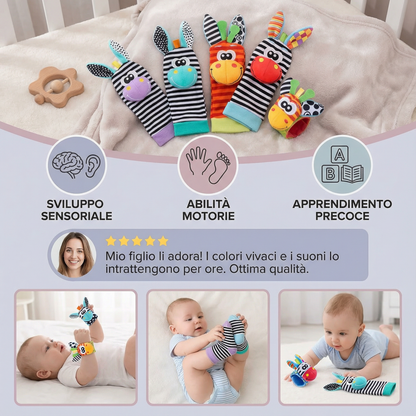 Set di sonagli da polso e calzini per bambini | Giocattoli sensoriali colorati per l' apprendimento precoce e lo sviluppo delle abilità motorie