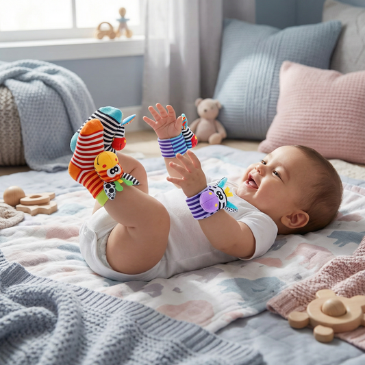 Set di sonagli da polso e calzini per bambini | Giocattoli sensoriali colorati per l' apprendimento precoce e lo sviluppo delle abilità motorie