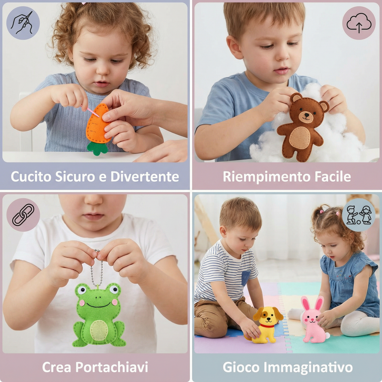 Set Sicuro di Animali in Feltro da Cucire