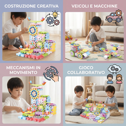 Blocchi di ingranaggi meccanici per bambini | Giocattolo STEM elettrico per il gioco creativo e il divertimento nella prima infanzia