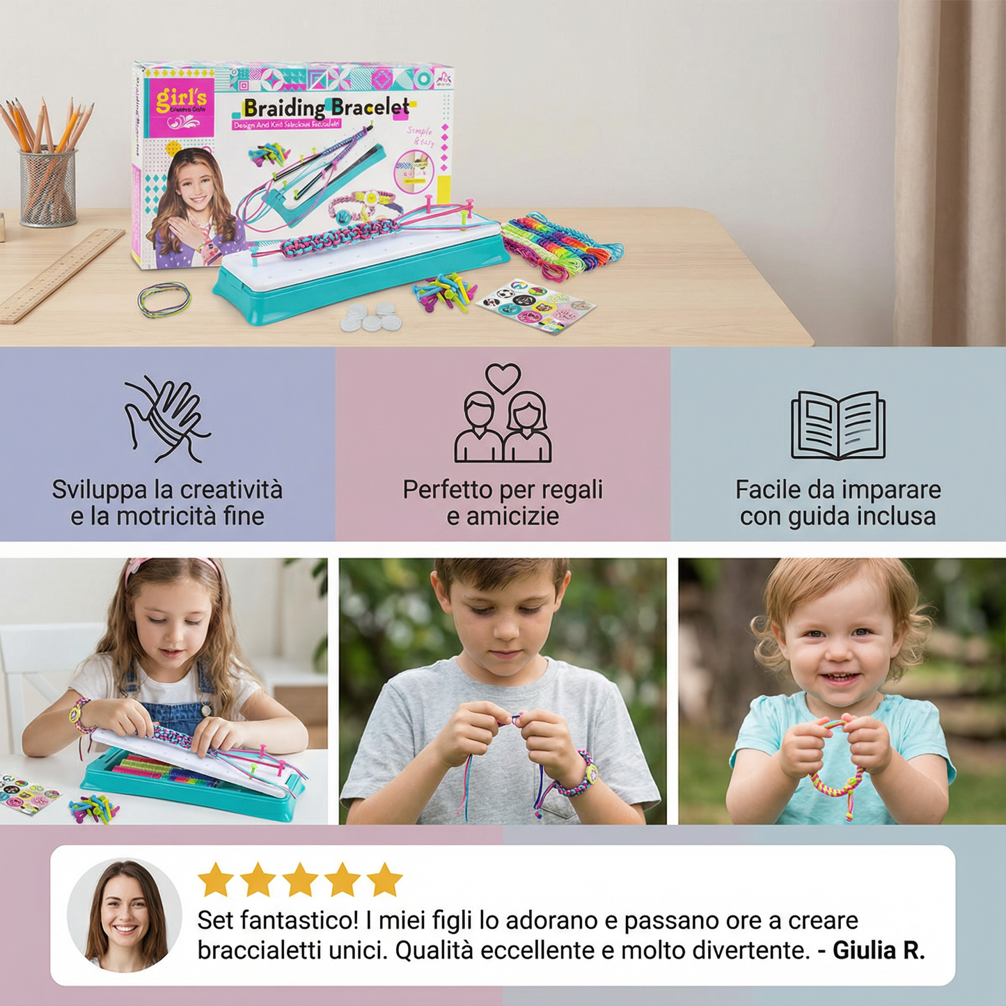 Set creativo per intrecciare braccialetti