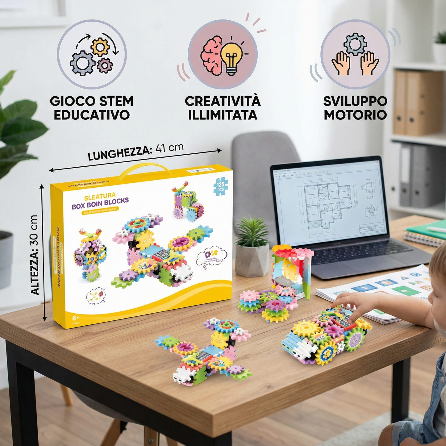 Blocchi di ingranaggi meccanici per bambini | Giocattolo STEM elettrico per il gioco creativo e il divertimento nella prima infanzia