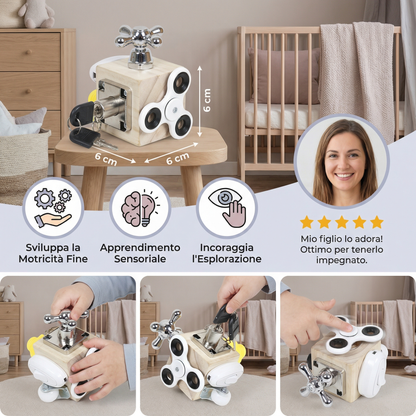 Cubo di legno per bambini piccoli | Giocattolo educativo per la motricità fine e l' apprendimento sensoriale precoce
