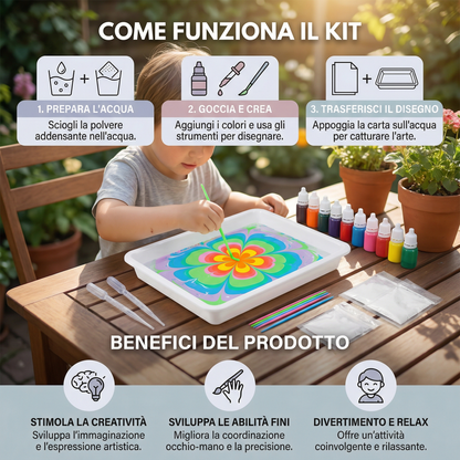 Set Pittura Marmorizzata Bambini ⎜ Kit Arte Acqua Creativo con Colori e Strumenti