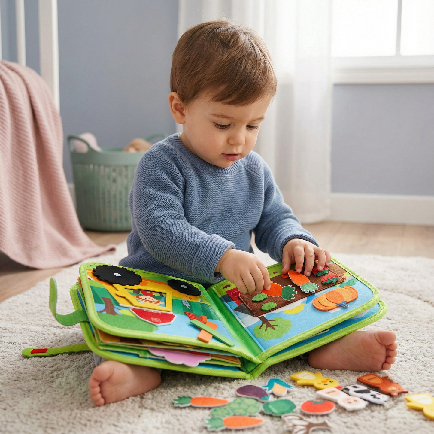 Libro didattico sulla fattoria per bambini | Libro di attività in morbido feltro per l' apprendimento degli animali e la motricità fine
