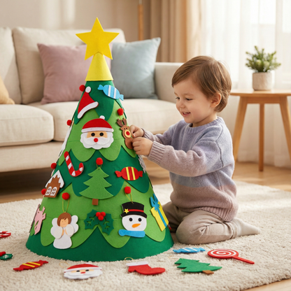 Albero di Natale Montessori 3D in feltro