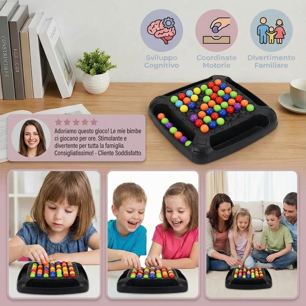 Gioco logico di abbinamento dei colori – puzzle interattivo con biglie per bambini e adulti