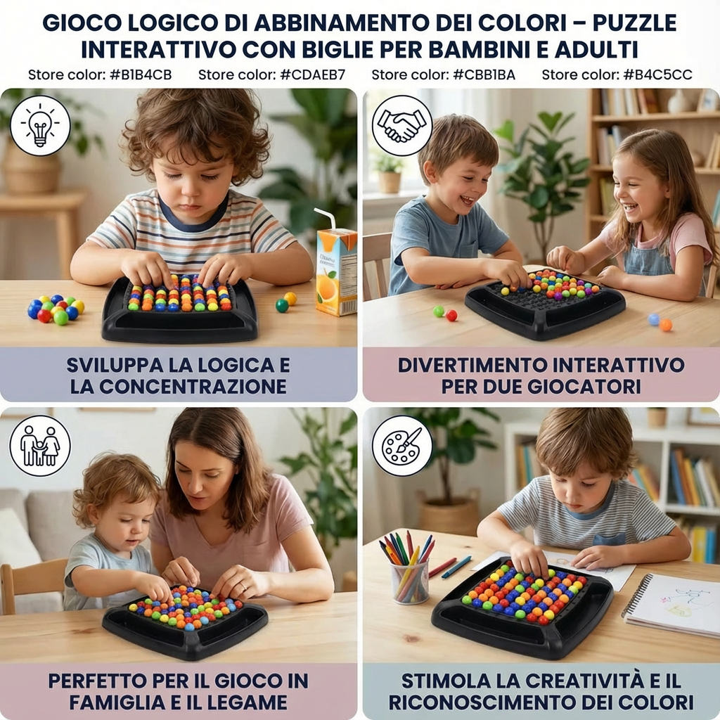 Gioco logico di abbinamento dei colori – puzzle interattivo con biglie per bambini e adulti
